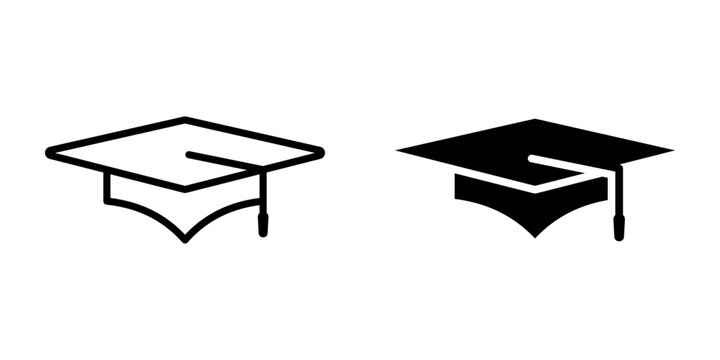 Mortarboard icon set. Minimalist graduation cap icons. vector illustration on white background