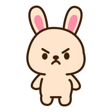 Kawaii Angry Rabbit Character Illustration