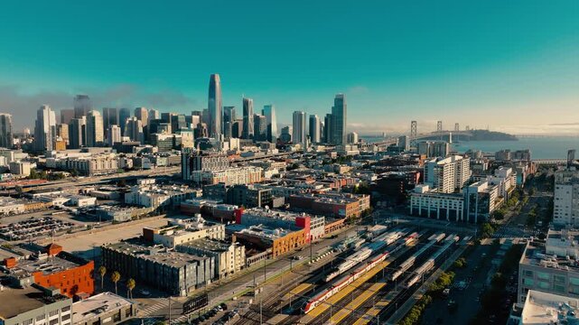 Downtown San Francisco Skyline Pullback View
