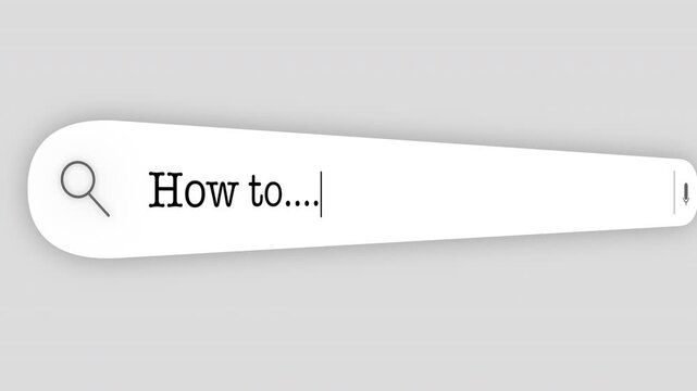 Search Bar Internet browser Animation with typing of the "How to" word usefull for video footage	