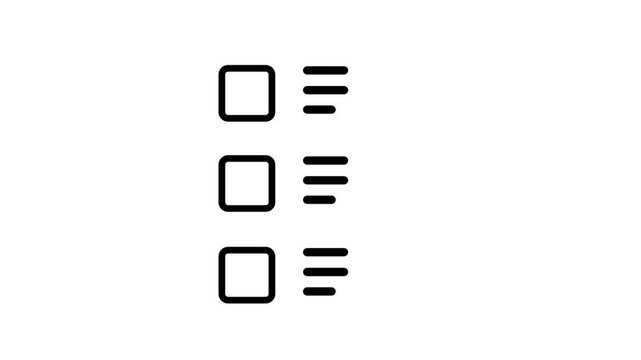 To-Do List Motion Icon. Simple animated line icon showing a checklist with empty boxes, representing task management, planning, and organized project workflows.