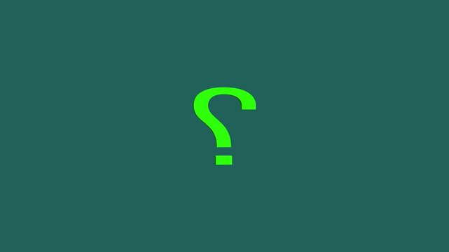 3D Green Question Mark on Teal Background symbol query