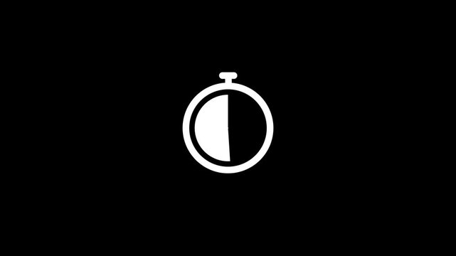 Simple white stopwatch icon on a black background timer time
