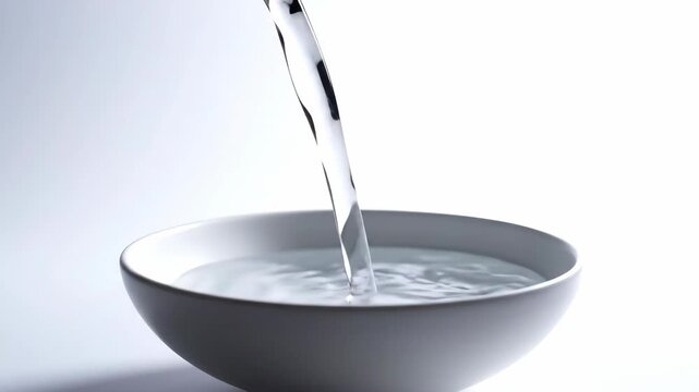 Minimalist Zen Perfect Laminar Flow Pouring Liquid on a Clean White Background