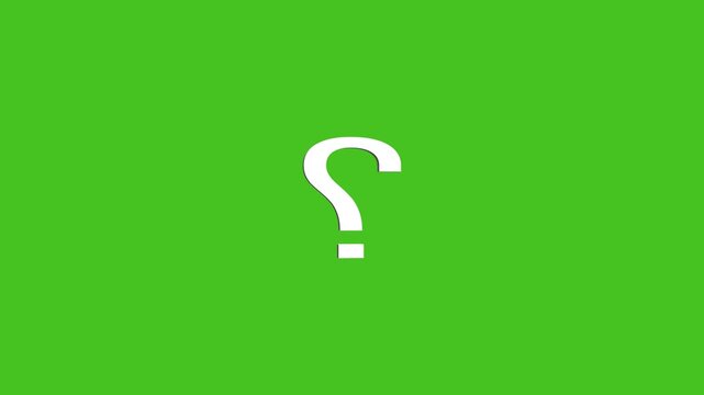 3D Metallic Question Mark Symbol on Green Background punctuation