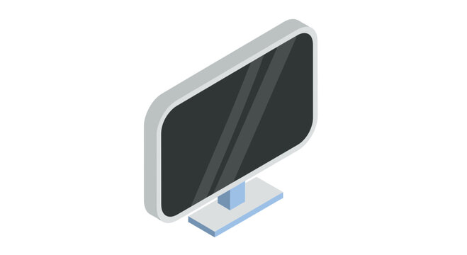 Isometric 3D Vector Illustration of a Modern Computer Monitor Screen with Blank Display Isolated on White Background