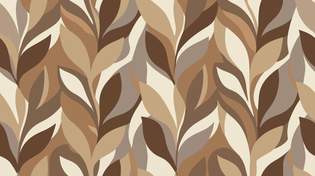 Brown leaf pattern on cream background.