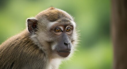 Naklejka premium Close-up of a monkey's face with distinctive brown and white fur