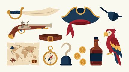 Pirate themed icons and accessories collection. © Abhinaya Project