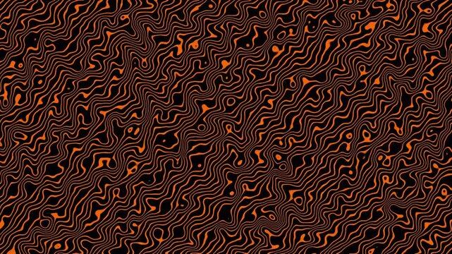 Fiery orange and black abstract pattern with wavy lines a striking design