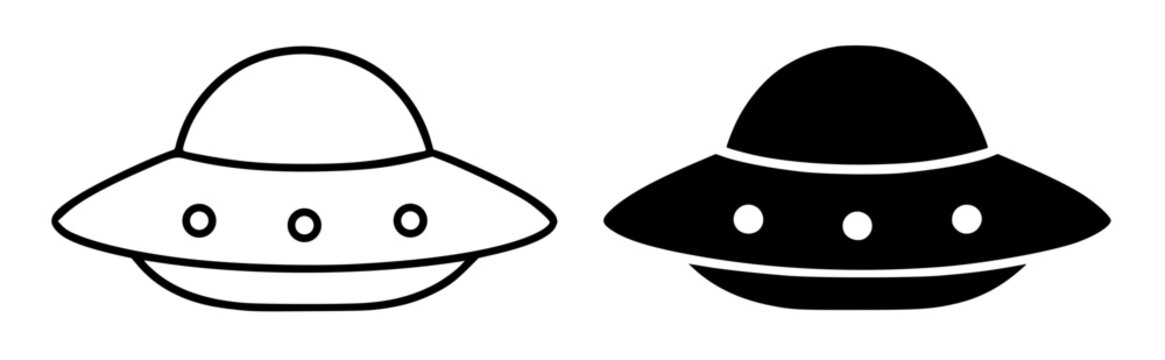 Ufo minimalist icon in outline and silhouette design