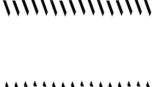 Clean abstract motion graphic featuring repeating black diagonal spike shapes forming animated top and bottom borders on a light background