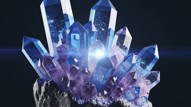 Vibrant Blue and Purple Crystal Cluster on Dark Background - Macro Shot
