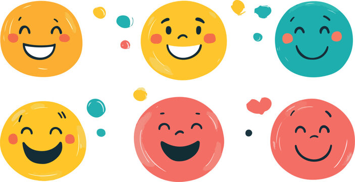 Seamless vector illustration of a cute cartoon smiley face set with colorful emoticon icons in a repeating pattern design for happy fun character collection
