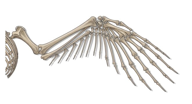 Skeleton Anatomical Bird Wing Bone Structure Diagram Educational Illustration