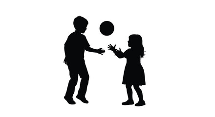 Children playing with a ball in a striking black silhouette © MDALTUFHOSAIN