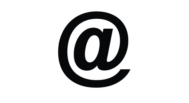Black at symbol graphic creates a striking silhouette