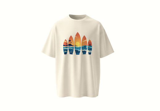 Summer Beach Vibes Drop Shoulder T Shirt Design