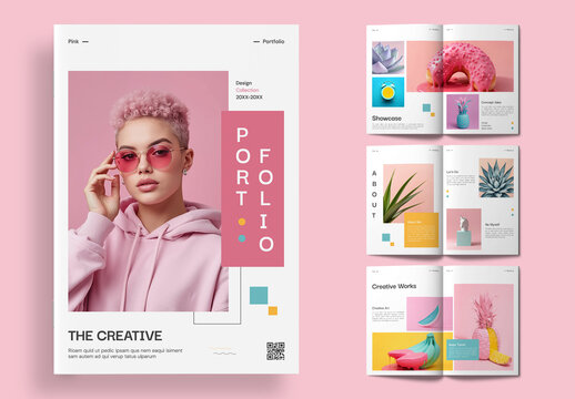 Creative Pink Portfolio Magazine Template