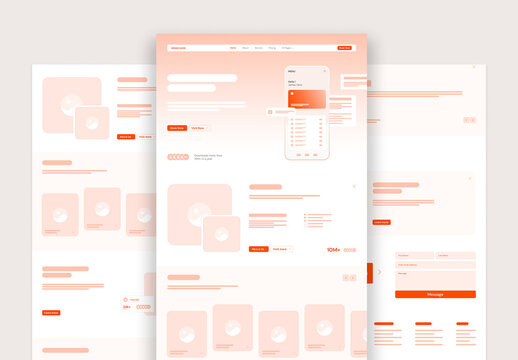 Clean and Minimal Website Wireframe Design UI UX Landing Page Layout