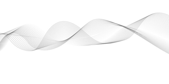 White wave curve lines banner background design. Abstract soft wave lines dynamic flowing gray light isolated background. Vector Illustration of the gray pattern of lines. Black stripes on white .