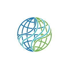 Obraz premium Abstract Globe with Blue and Green Swirls Representing Global Connection.