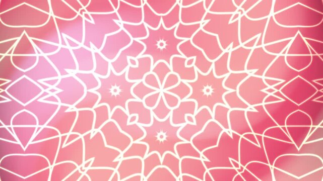 Pink kaleidoscope overlay pattern with geometric shapes suitable for backgrounds, prints, textiles, and abstract designs for various creative projects.