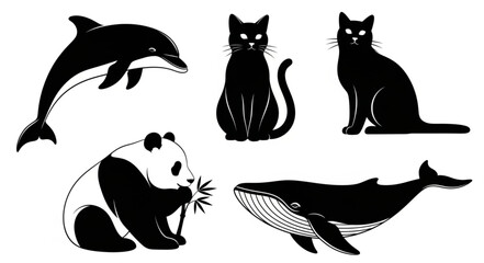 Collection of Black Silhouettes of Animals. © Ratu