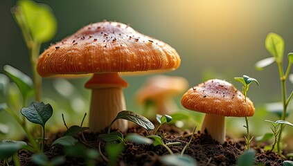 Naklejka premium mushroom in the grass