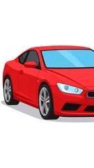 Obraz premium Red cartoon sports car illustration, sleek design, on white background