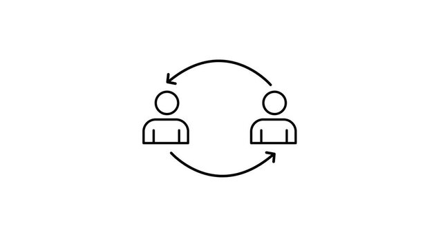 Animated interaction loop between two people continuous communication cycle connection exchange feedback process and collaborative relationship concept