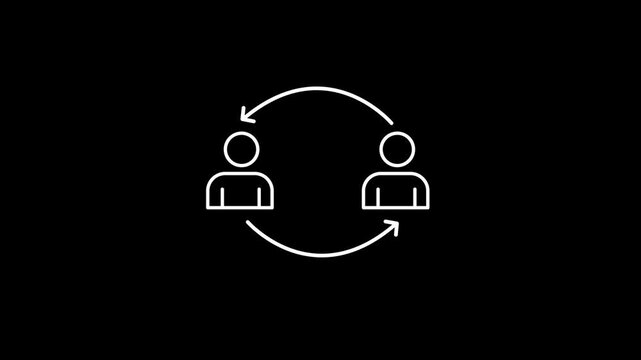 Animated interaction loop between two people continuous communication cycle connection exchange feedback process and collaborative relationship concept