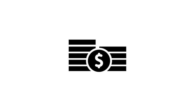 Animated money stack icon representing financial growth savings investment profit currency wealth management and economic value concept in modern business