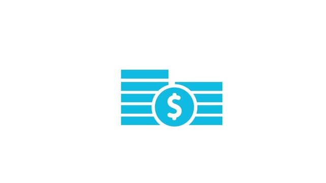 Animated money stack icon representing financial growth savings investment profit currency wealth management and economic value concept in modern business