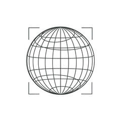 Obraz premium Global Focus Line Art Illustration of a Wireframe Globe.