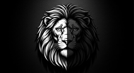 Obraz premium Majestic Lion Head Illustration with Dramatic Lighting.