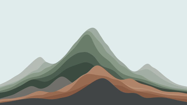 Abstract Mountain Landscape Layers, Minimalist Digital Art, Gradient Peaks
