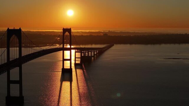 Newport Bridge Sunrise Panning Video