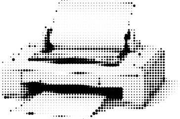 Obraz premium Halftone vector image of printer with grunge design in transparent png format