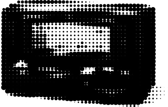 Retro futurism halftone grunge transparent png of a pager beeper bleeper vector design