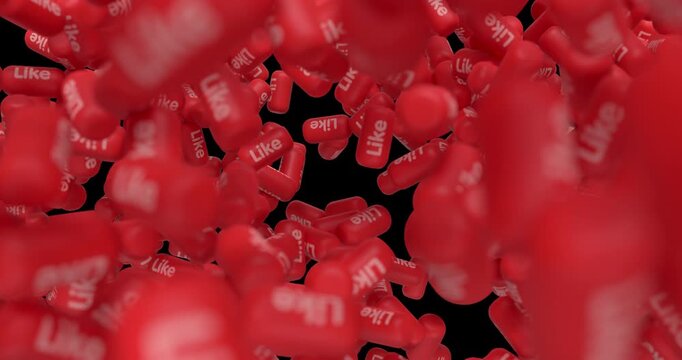 3D Social Media Like Button POV Falling Transition - DCI 4K Alpha Channel