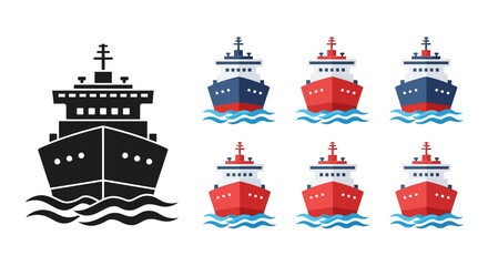 Set of diverse ship icons, showcasing different vessel designs and styles with detailed illustrations © Stephen