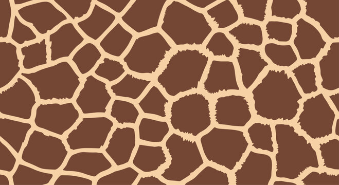 Seamless giraffe skin pattern texture displays brown spots on a light beige background for wild animal and nature themed designs.