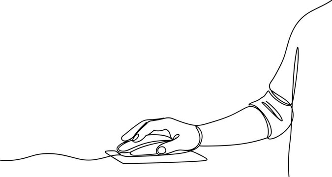 Hand holding computer mouse device.