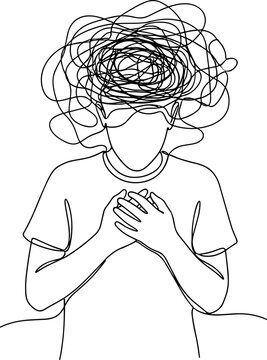 Person with hands on heart and messy head.