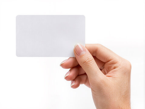 Hand holds a blank card ready for creativity and expression