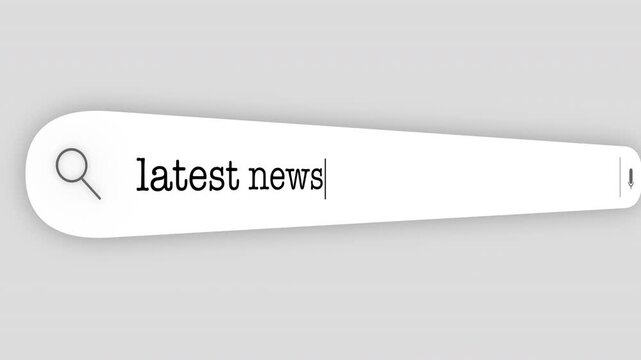 Search Bar Internet browser Animation with typing of the "latest news" word usefull for 4K video footage