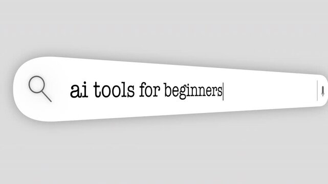 Search Bar Internet browser Animation with typing of the "ai tools for beginners" word usefull for 4K video footage