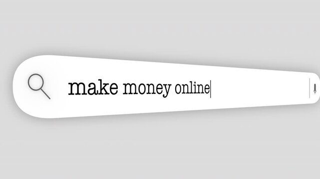 Search Bar Internet browser Animation with typing of the "make money online" word usefull for 4K video footage