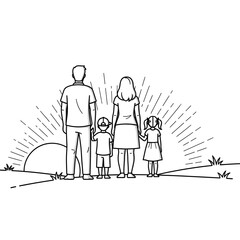 Obraz premium Family standing together looking ahead.